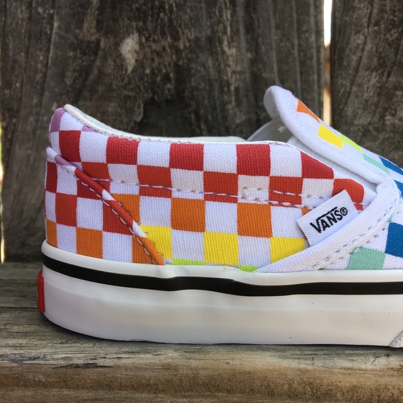 Vans baby toddler rainbow checkerboard shoes - Picture 4 of 11